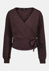 Jadis Women's Textured Knit Wrap Sweater with Side Tie color FIG