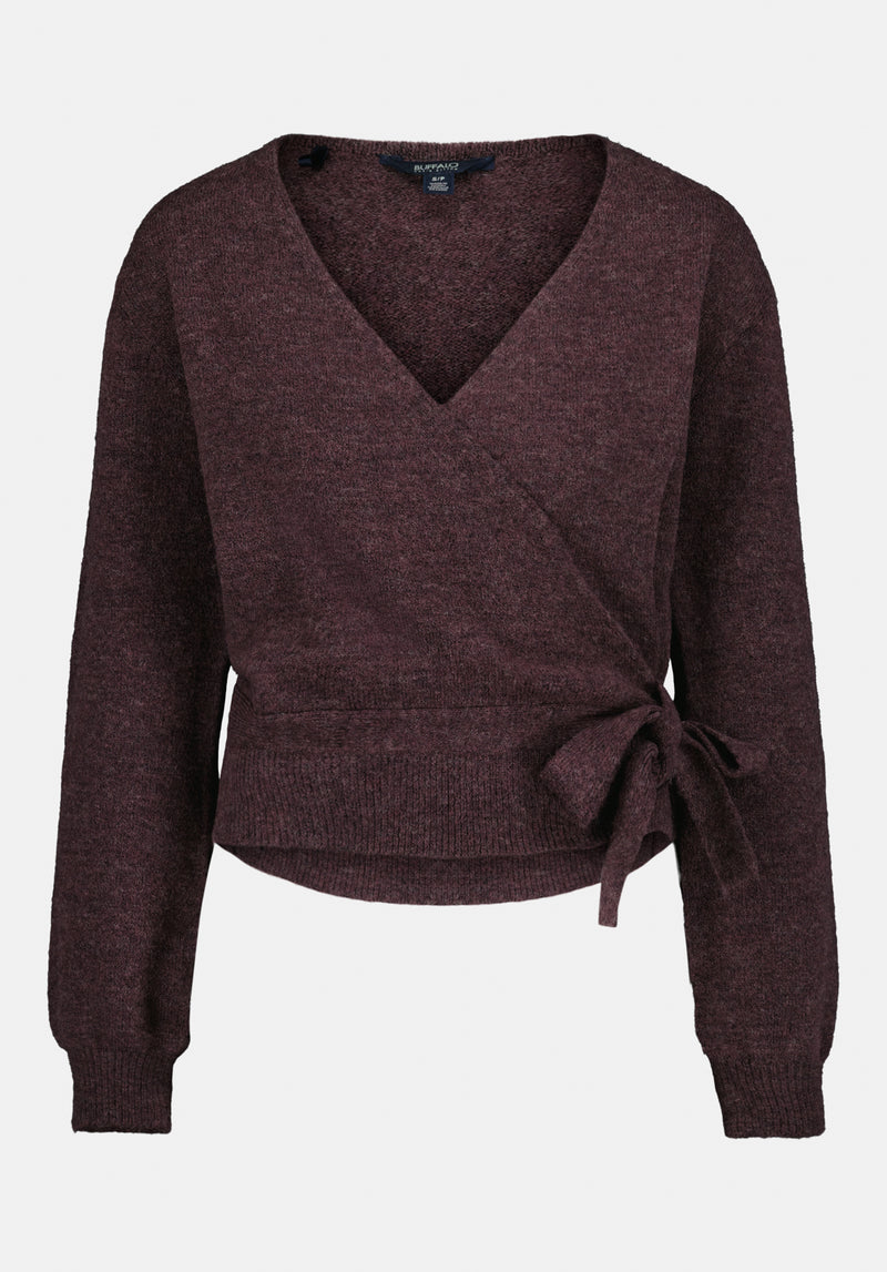 Jadis Women's Textured Knit Wrap Sweater with Side Tie color FIG