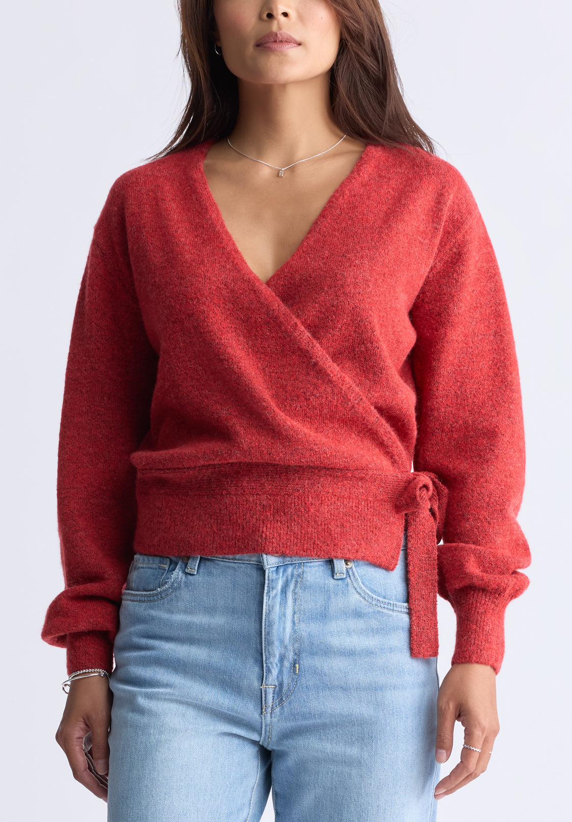 buffalo david bitton Pull cache-cœur à manches longues Jadis pour femmes rouge - SW0099H
