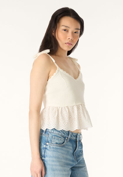 Picabo Women's Textured Knit Peplum Top, Blanc - SW0109P