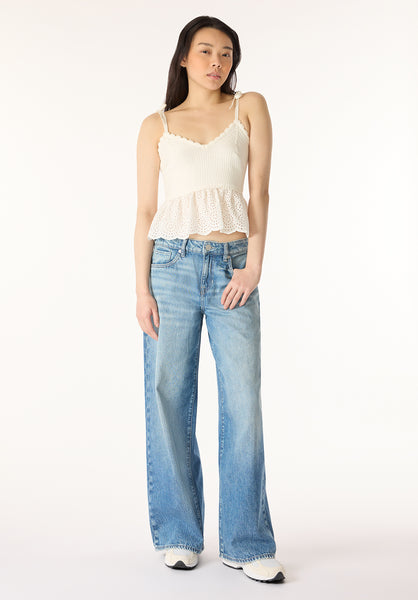 Picabo Women's Textured Cotton Peplum Top, Blanc - SW0109P