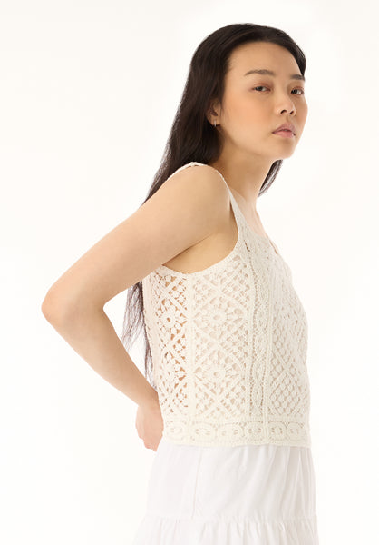 Thalassa Women's Crochet Tank Top, White - SW0121P