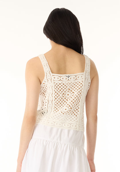 Thalassa Women's Crochet Tank Top, Blanc - SW0121P