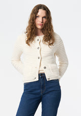 Elettra Women's Textured Knit Button-Front Cardigan color PRISTINE