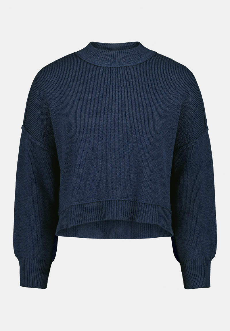 Seema Women's Dropped Sleeve Loose-Fit Cropped Sweater color OCEANA