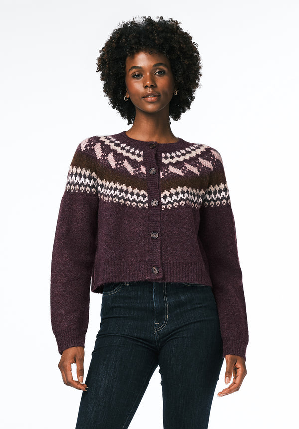 Frederick Women's Fair Isle Button-Up Cardigan color FIG