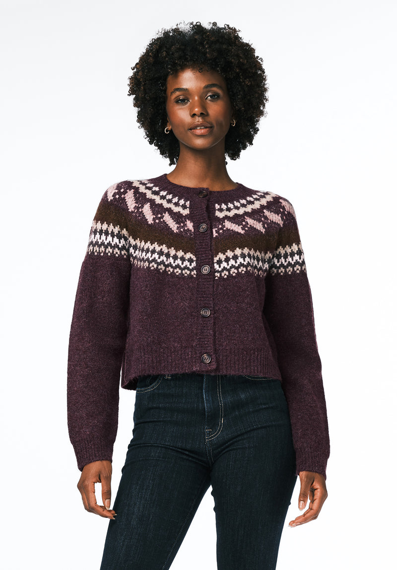 Frederick Women's Fair Isle Button-Up Cardigan color FIG