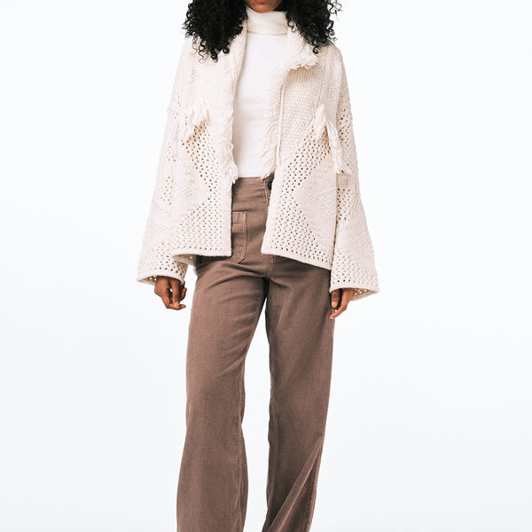 Agatha Women's Fringe Open-Knit Cardigan, Oatmeal – Buffalo Jeans CA