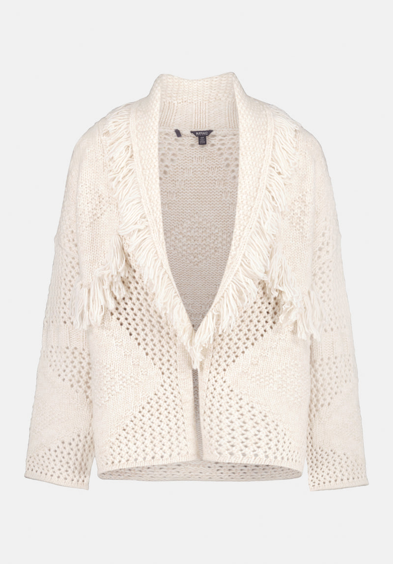Agatha Women's Open-Front Knit Cardigan with Fringe color OATMEAL