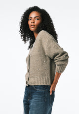 Odilia Women's Embellished Knit Button-Up Cardigan color DK GREEN