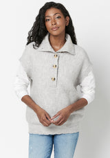 Larissa Women's Funnel Neck Sweater Vest in Grey- SW0535F