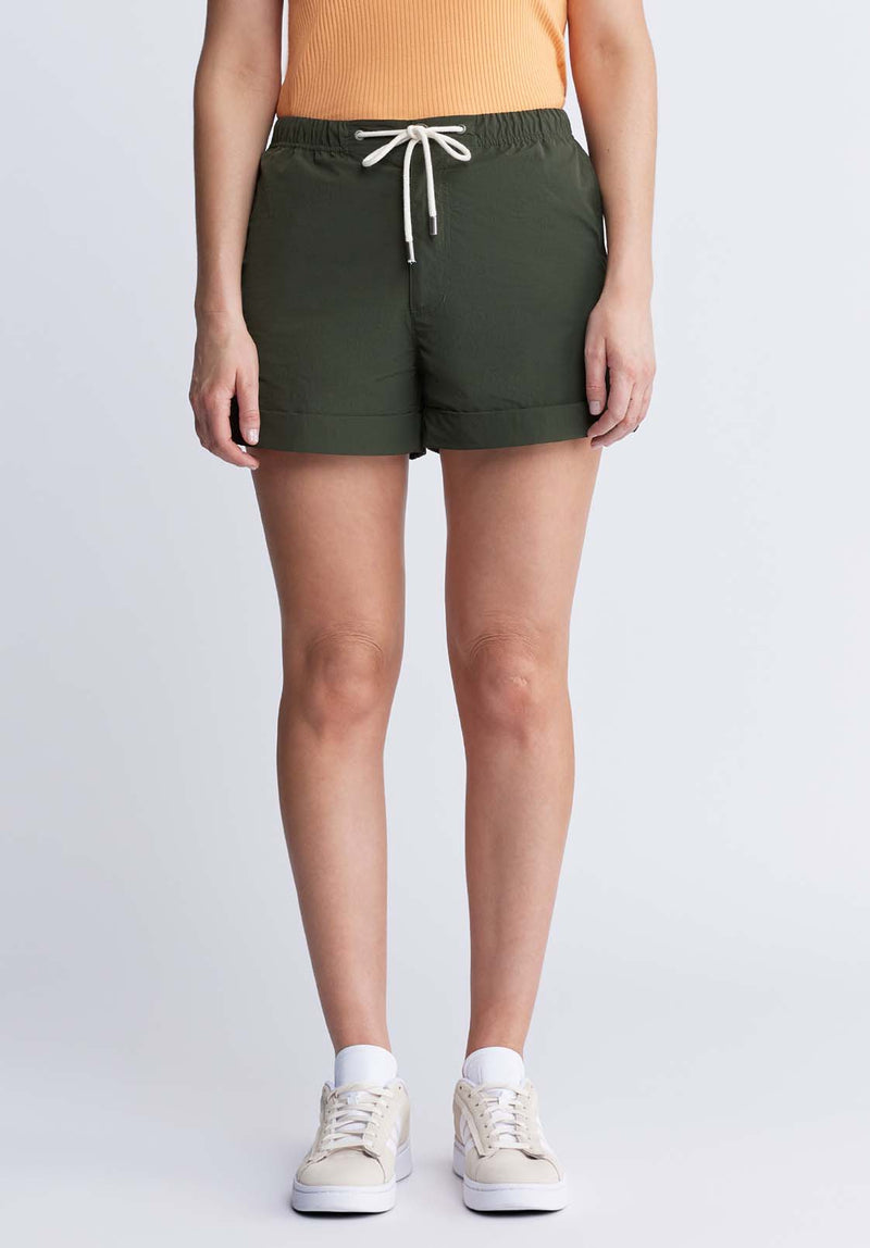 Buffalo David BittonCasiane Women’s drawstring Shorts in Olive Green - WB0004P Color OLIVE