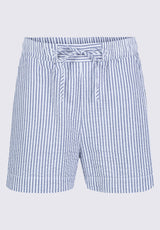 Ludovica Women's Seersuck Shorts, Blue Stripes - WB0006S