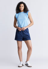 Short Parton à taille elastique pour femme, bleu - WB0007S