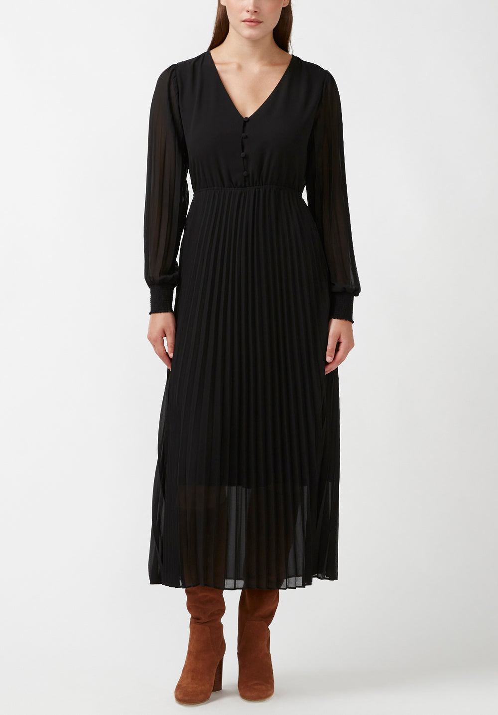 Buffalo David Bitton Amalfi Pleated Midi Dress Black Size Small