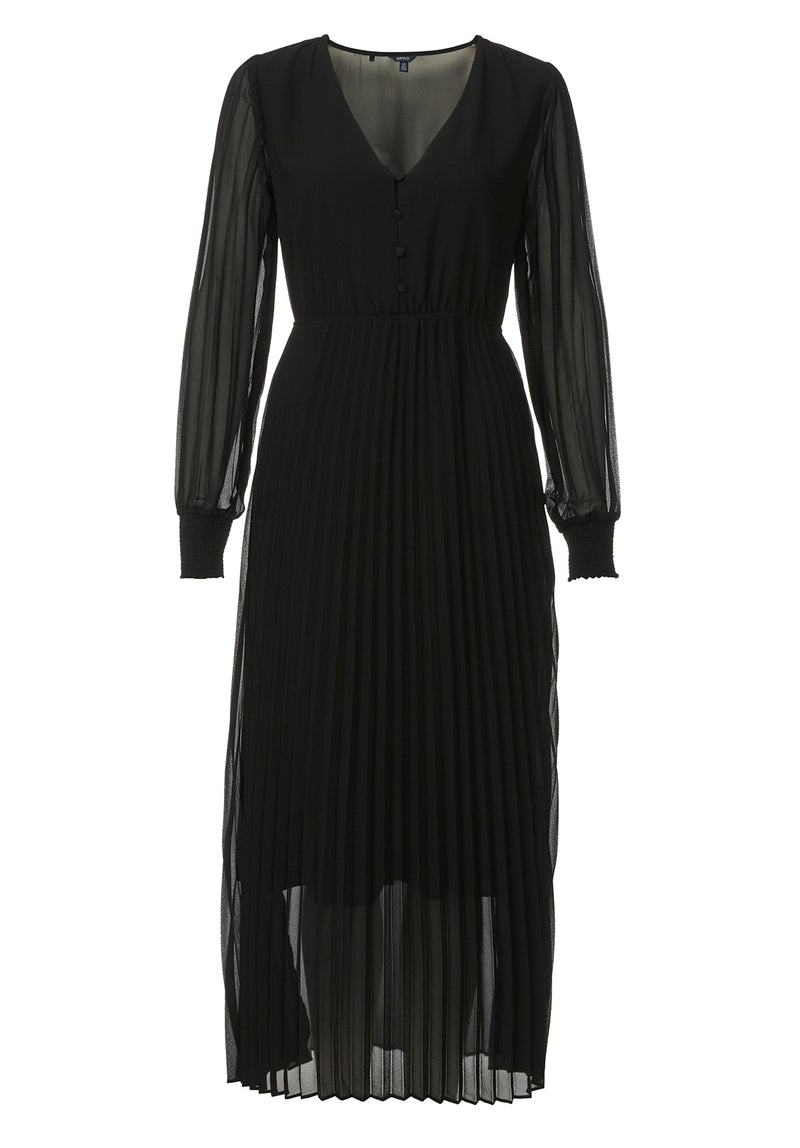 Buffalo David Bitton Amalfi Black Women's Long Sleeve V-neck Dress - WD0018H  