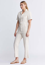 Buffalo David BittonStacia Women’s Short Sleeve Jumpsuit In Off-White - WD0025P Color WHITECAP GRAY