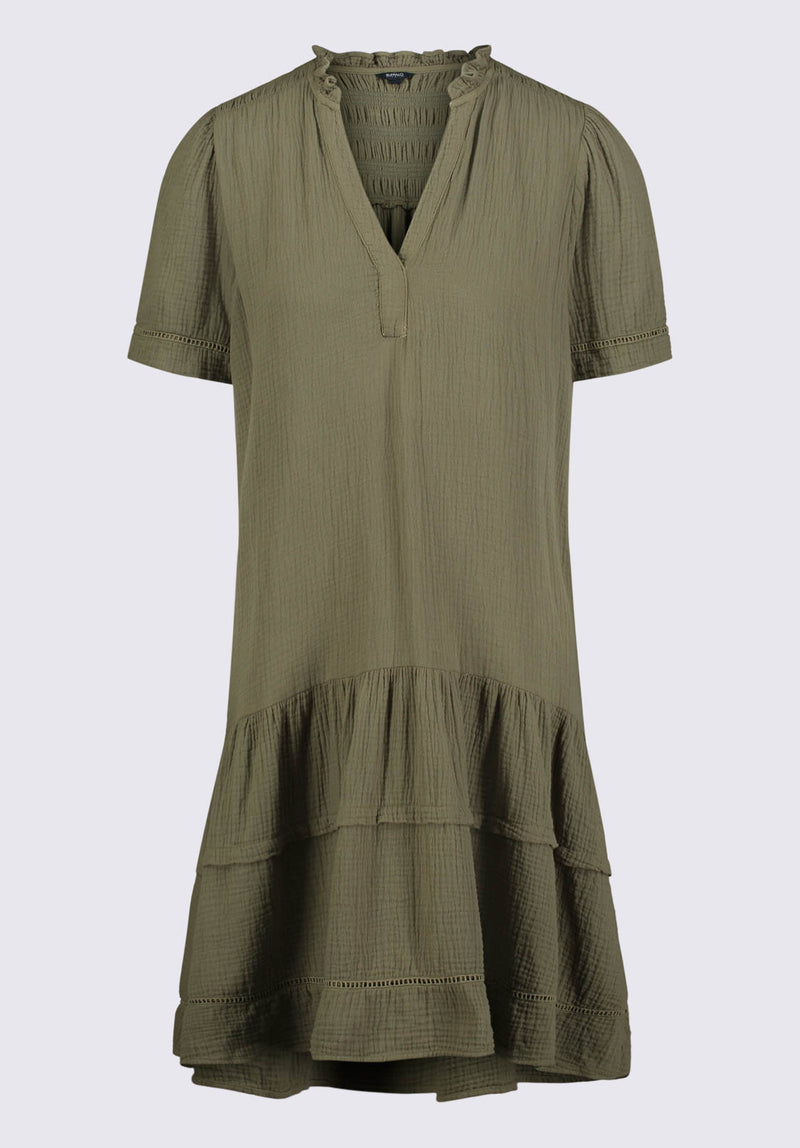 Zinnia Women's Ruffled Dress in Olive Green Buffalo Jeans CA Zinnia Women's Ruffled Dress in Olive Green Buffalo Jeans CA