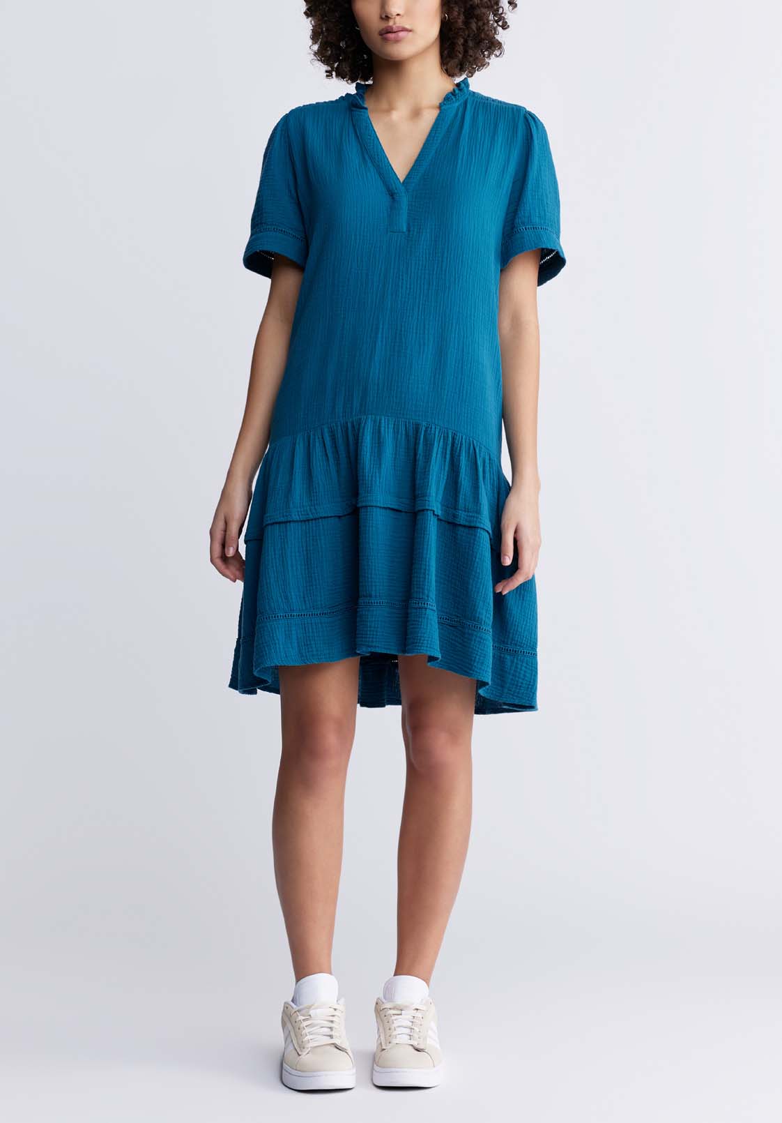 buffalo david bitton Zinnia Women's Ruffled Dress in Teal Blue