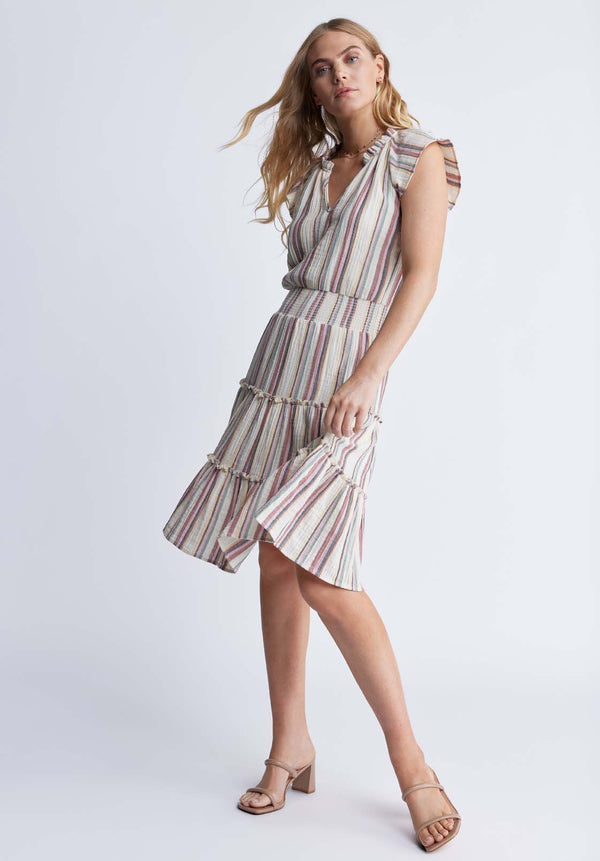 Buffalo David BittonLivia Women’s Sriped Midi Dress In Whitecap Grey - WD0034P Color WHITECAP GRAY