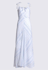 Floriane Women’s Striped Maxi Dress in White & Blue - WD0045P