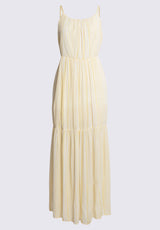 Robe longue Assisi à volants pour femme, rayures jaune et blanc - WD0048S