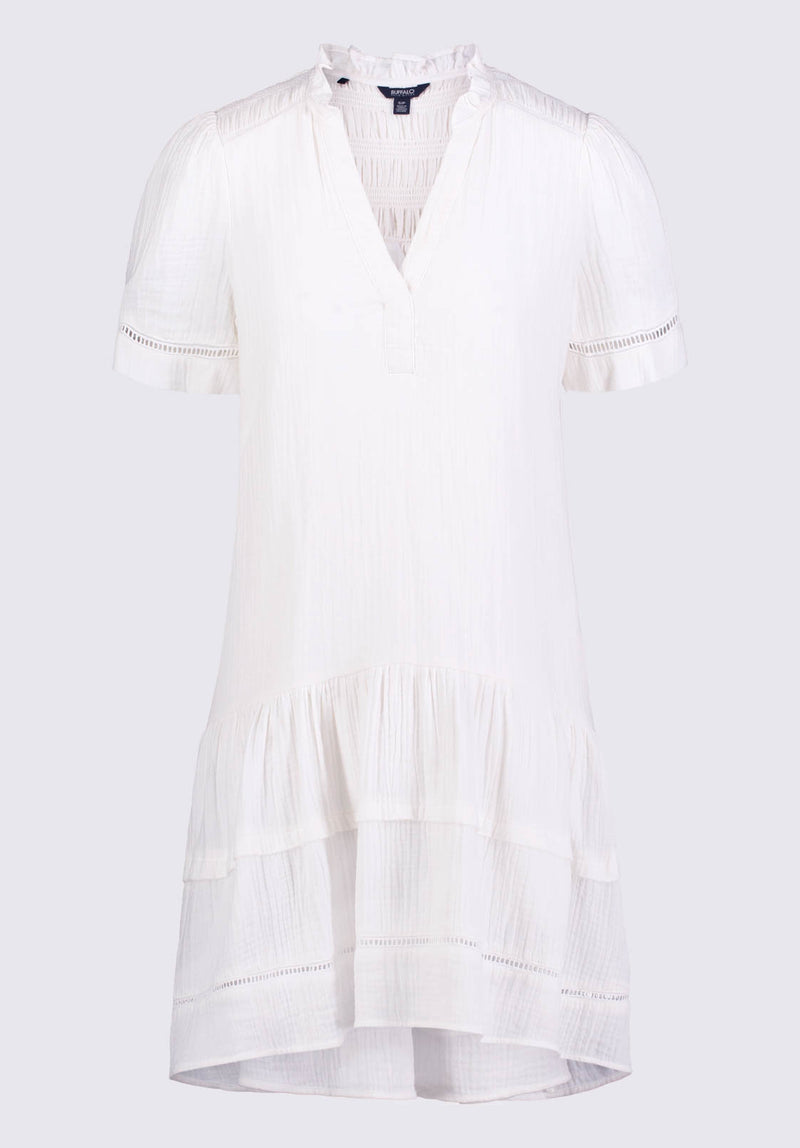 Zinnia Women's Ruffled Dress in White - WD0049P
