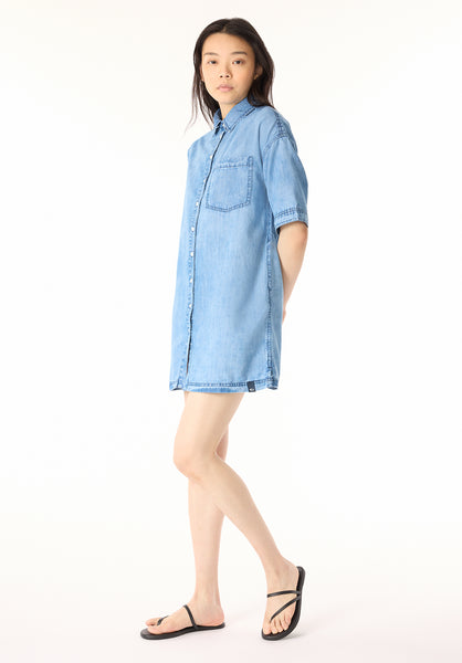 Freida Women's Mid-Sleeve Button-Up Shirt Dress, Classic Vintage Blue - WD0069P