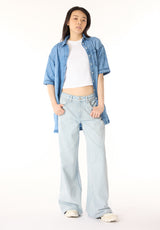 Freida Women's Mid-Sleeve Button-Up Shirt Dress, Classic Vintage Blue - WD0069P