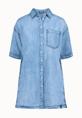 Freida Women's Mid-Sleeve Button-Up Shirt Dress, Classic Vintage Blue - WD0069P