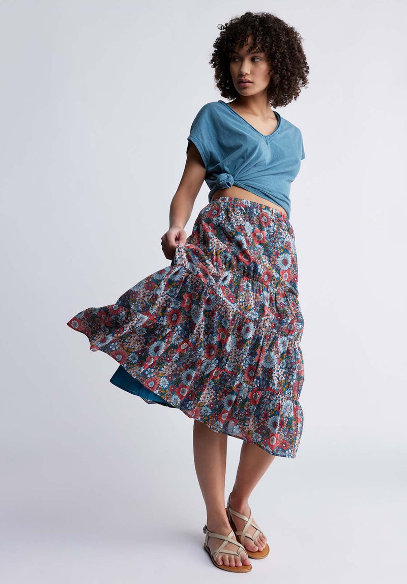 Buffalo David BittonAletta Women’s Long Skirt In Printed Floral - WS0006P Color SPRING MEADOW