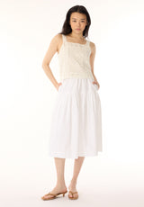 Lupita Women's Tiered Midi Skirt, White - WS0015P