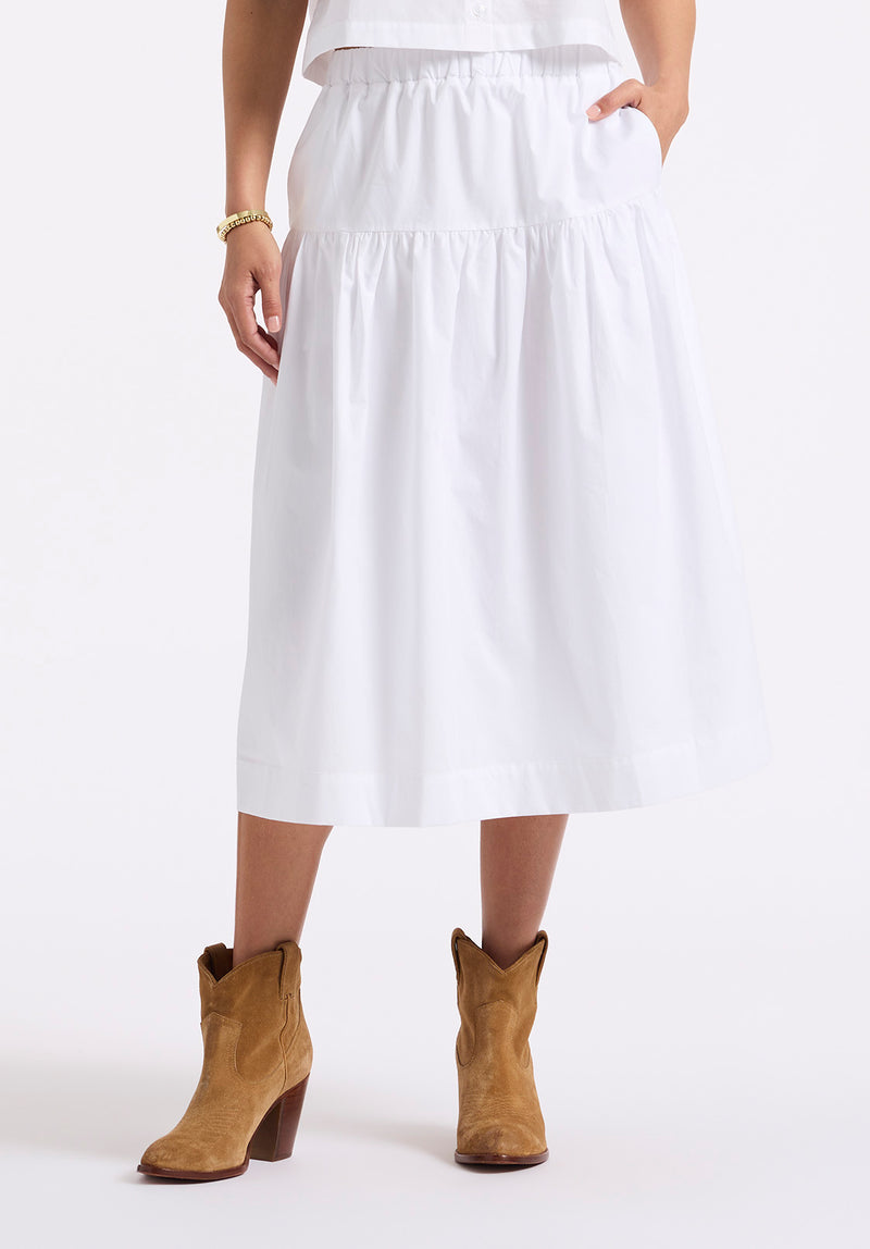 Buffalo David Bitton Lupita Women's Tiered Midi Skirt color WHITE