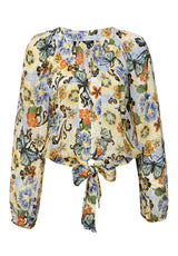 Buffalo David Bitton Josephine Butterfly Print Tie-Front Blouse - WT0029S  
