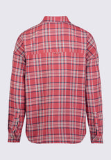 Malena Women’s Long Sleeve Plaid Shirt in Dark Pink - WT0081P
