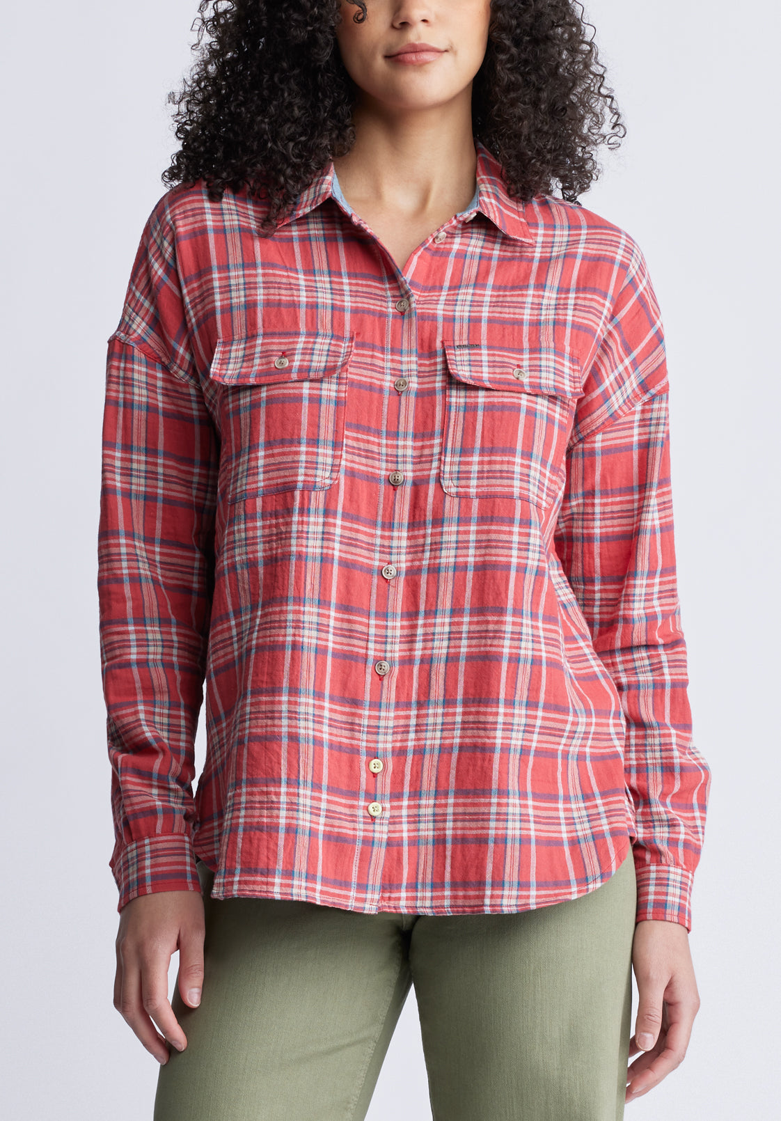 buffalo david bitton Malena Women’s Long Sleeve Plaid Shirt in Dark Pink