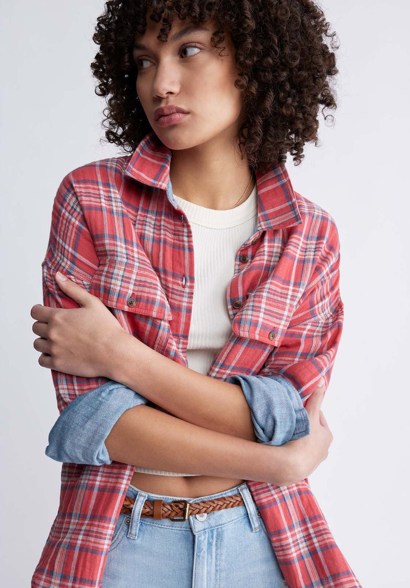 Malena Women's Long Sleeve Plaid Shirt in Dark Pink – Buffalo Jeans CA