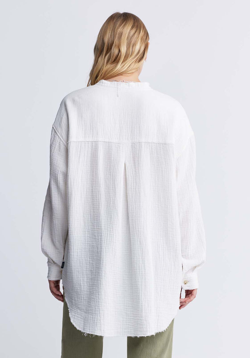Buffalo David BittonTaylee Women’s Oversized Blouse in White - WT0118P Color MARSHMALLOW