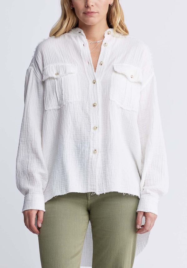 Buffalo David BittonTaylee Women’s Oversized Blouse in White - WT0118P Color MARSHMALLOW
