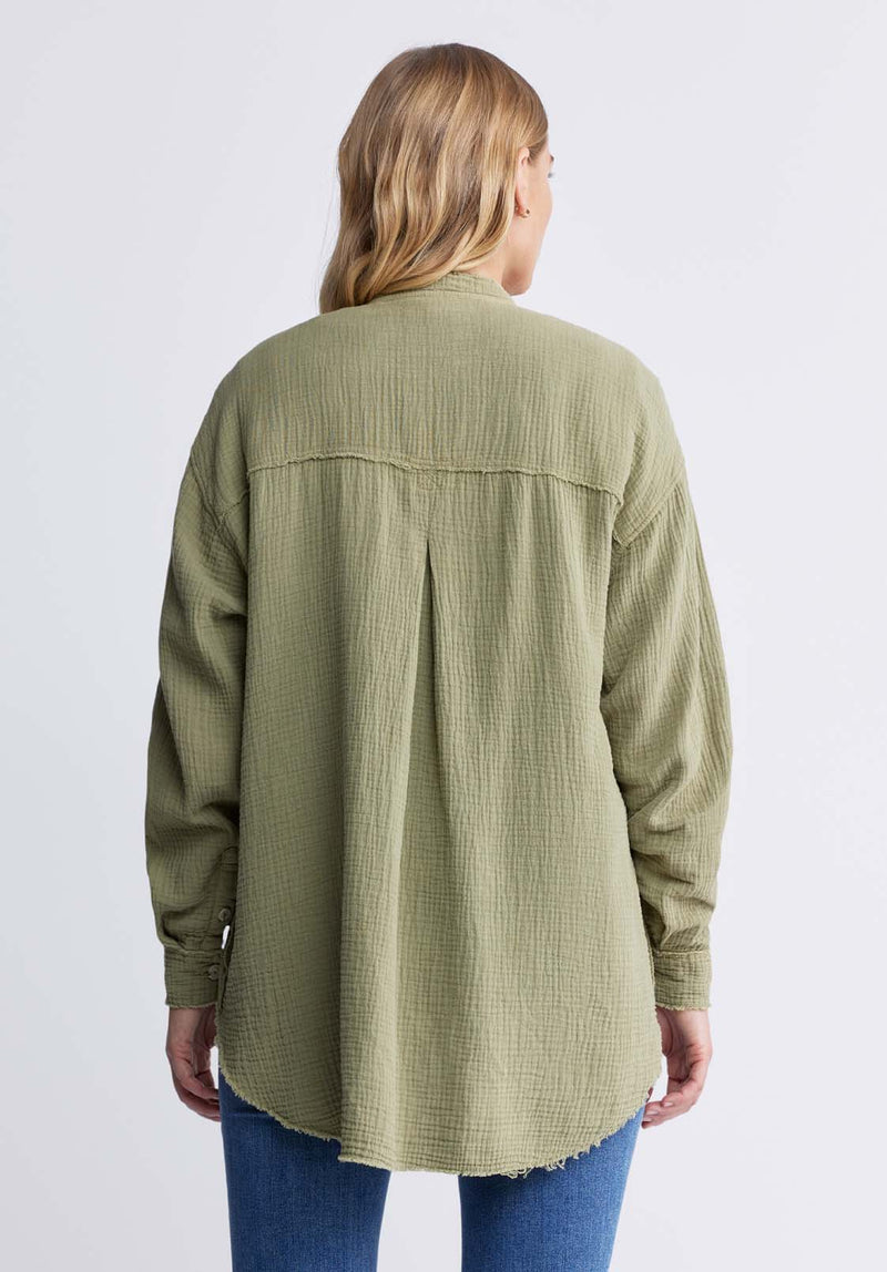 Buffalo David BittonTaylee Women’s Oversized Blouse in Olive Green - WT0089P Color OLIVE BRANCH
