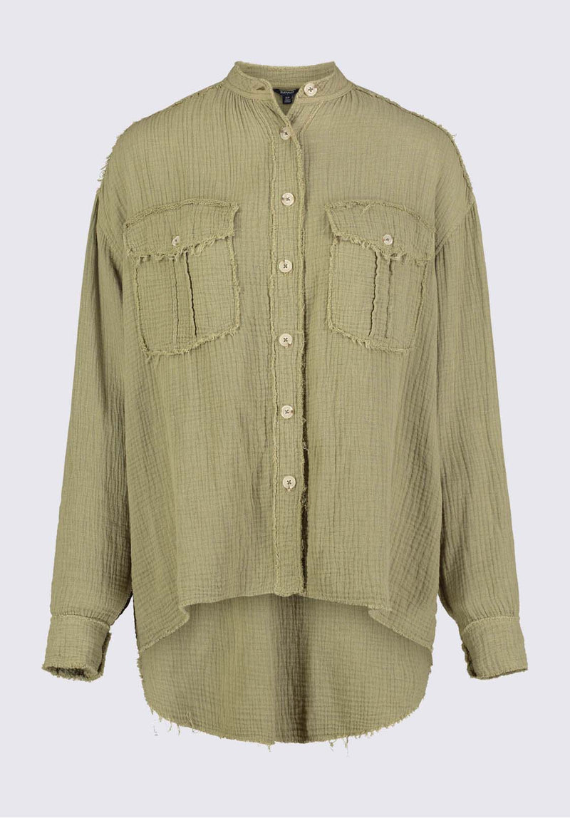 Taylee Women’s Oversized Blouse in Olive Green - WT0089P
