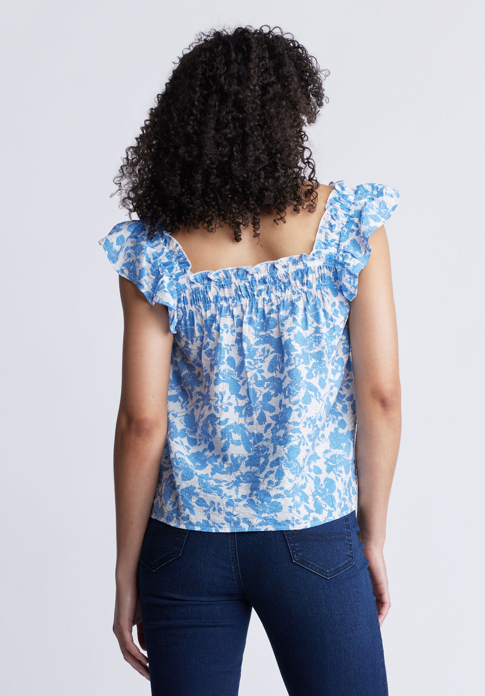 Mabilia Women's Flutter Sleeve Top, Blue Flowers – Buffalo Jeans CA