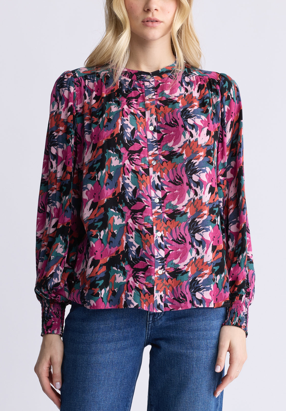 buffalo david bitton Ottilie Women's Long-Sleeved Blouse Dark Pink Floral
