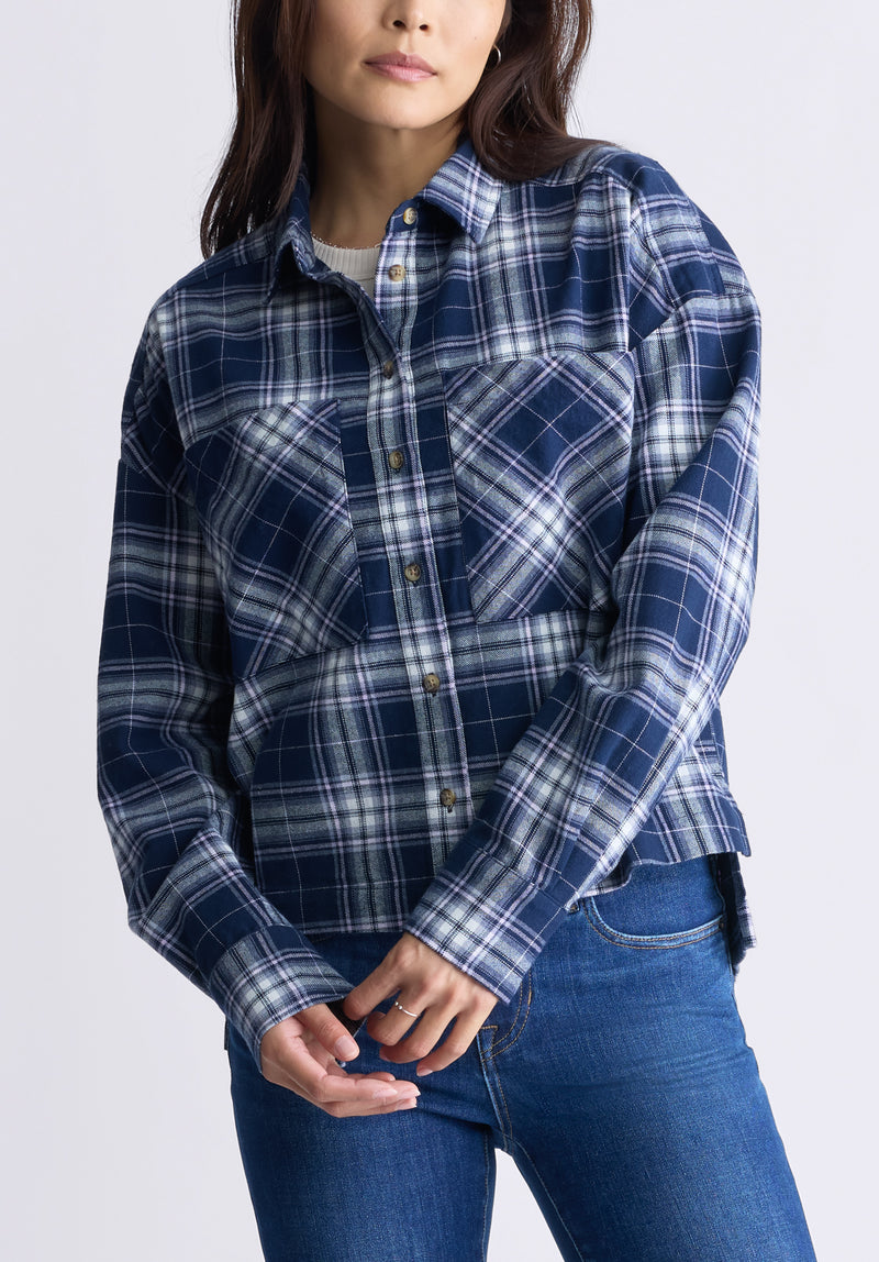 Blue buffalo plaid shirt womens hotsell