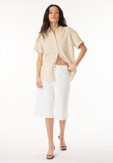 Solana Women's Relaxed Linen Blend Shirt, Natural - WT0172P