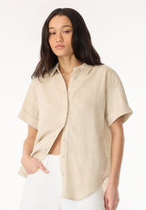 Solana Women's Relaxed Linen Blend Shirt, Natural - WT0172P