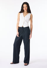 Coraline Women's Linen Button-Up Vest, Blanc - WT0173P
