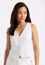 Buffalo David Bitton Coraline Women's Linen Button-Up Vest color BLANC