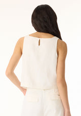 Haut sans manches en lin Benedita pour femme, blanc - WT0186P