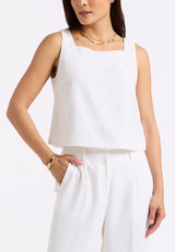 Buffalo David Bitton Benedita Women's Sleeveless Linen Top color BLANC